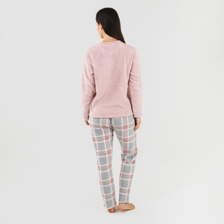 Pijama coral Cuadro Salema rosa