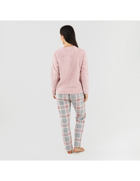 Pijama coral Cuadro Salema rosa