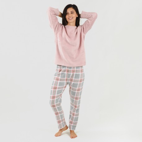 Pijama coral Cuadro Salema rosa