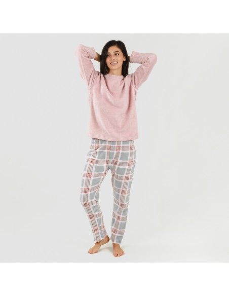 Pijama coral Cuadro Salema rosa