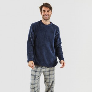 Pijama coral hombre Cuadro Enrique azul marino