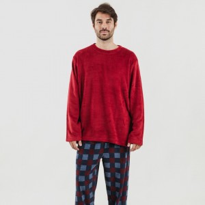 Pijama coral hombre Blas burdeos