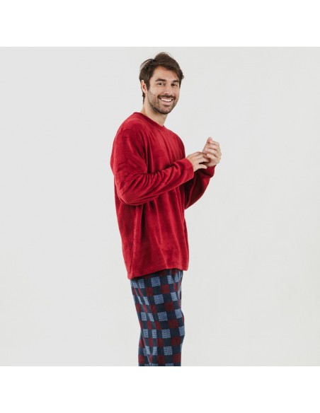 Pijama coral hombre Blas burdeos