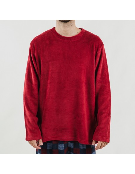 Pijama coral hombre Blas burdeos