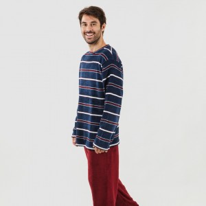 Pijama coral hombre Lucio burdeos 2
