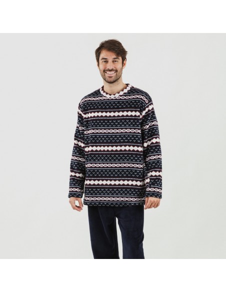 Pijama coral hombre Cronos marino