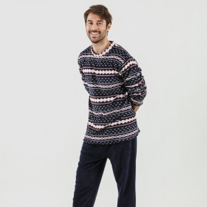 Pijama coral hombre Cronos marino 2