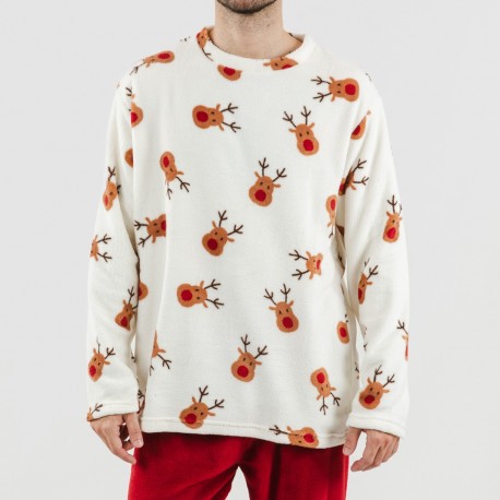 Pijama coral hombre Rudolf burdeos