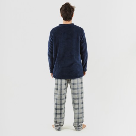 Pijama coral hombre Cuadro Enrique azul marino