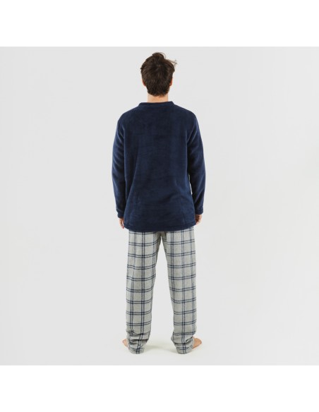 Pijama coral hombre Cuadro Enrique azul marino