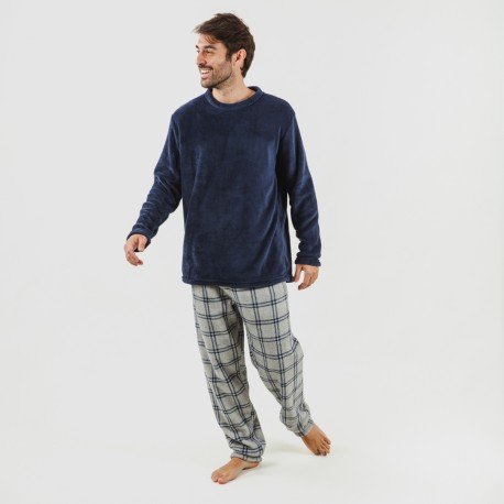 Pijama coral hombre Cuadro Enrique azul marino