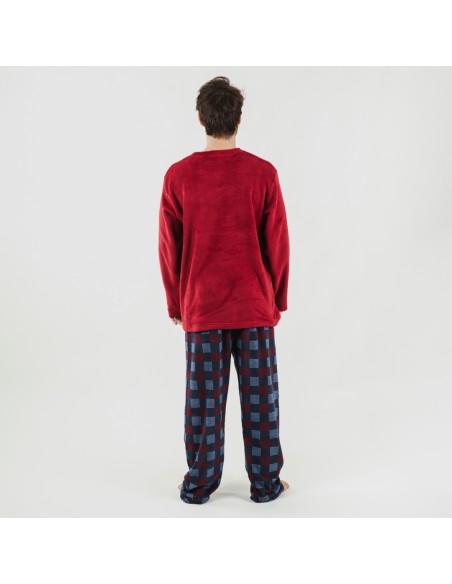 Pijama coral hombre Blas burdeos