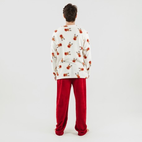 Pijama coral hombre Rudolf burdeos