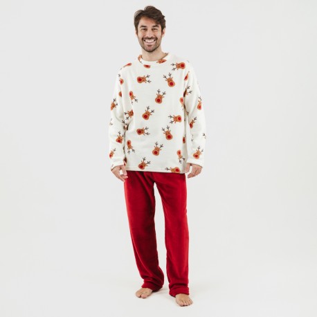 Pijama coral hombre Rudolf burdeos