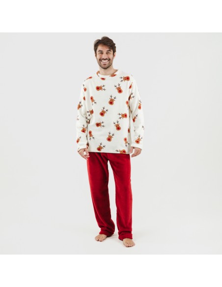 Pijama coral hombre Rudolf burdeos