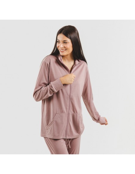 Conjunto deportivo chaqueta cremallera mujer malva