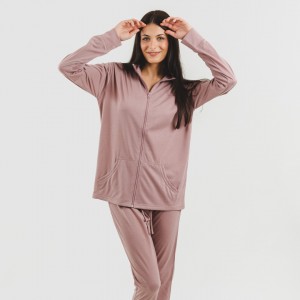 Conjunto deportivo chaqueta cremallera mujer malva 2