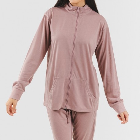 Conjunto deportivo chaqueta cremallera mujer malva