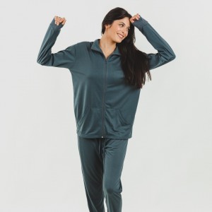 Conjunto deportivo chaqueta cremallera mujer verde azulado 2