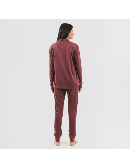 Conjunto deportivo chaqueta cremallera mujer berenjena