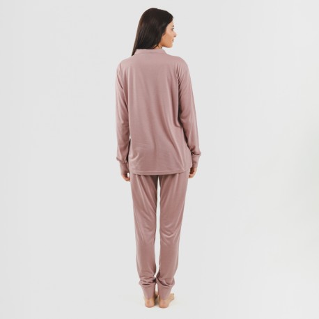 Conjunto deportivo chaqueta cremallera mujer malva