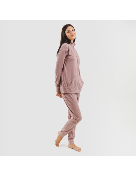 Conjunto deportivo chaqueta cremallera mujer malva