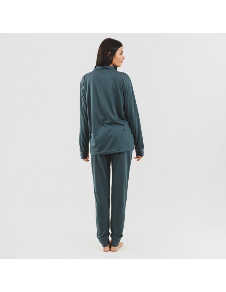 Conjunto deportivo chaqueta cremallera mujer verde azulado