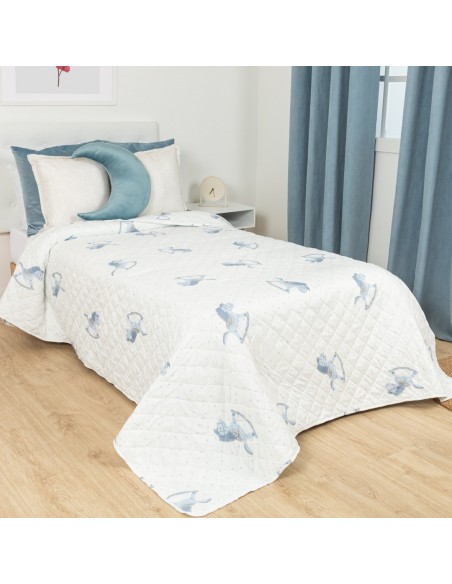 Colcha bouti Caballitos celeste