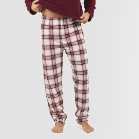 Pijama coral hombre Cuadro Galindo burdeos