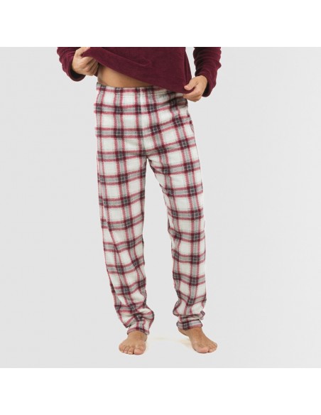 Pijama coral hombre Cuadro Galindo burdeos