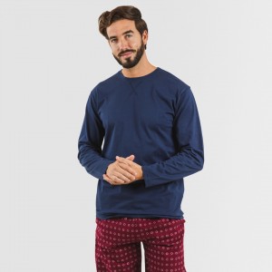 Pijama hombre franela Loui azul marino