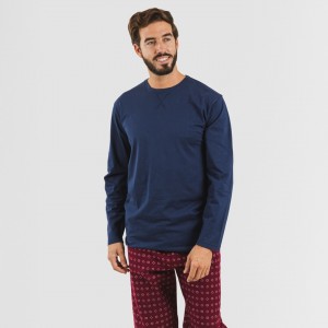 Pijama hombre franela Loui azul marino 2