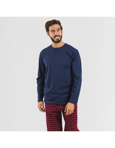 Pijama hombre franela Loui azul marino