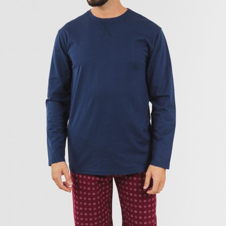 Pijama hombre franela Loui azul marino