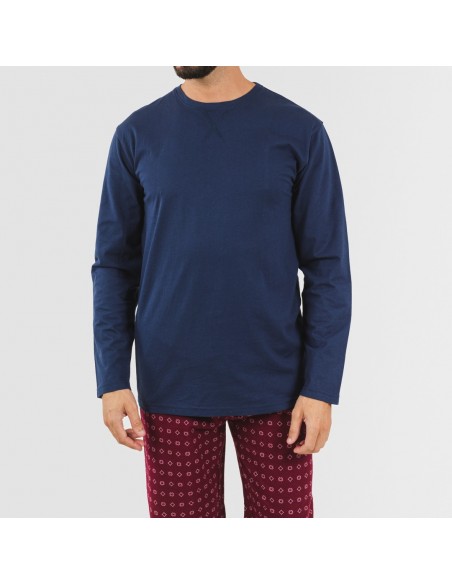 Pijama hombre franela Loui azul marino
