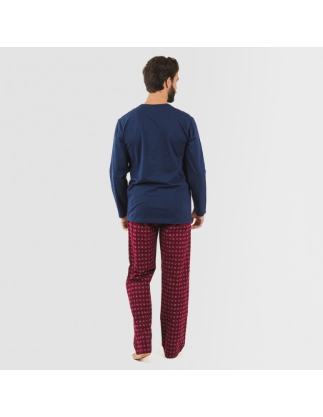 Pijama hombre franela Loui azul marino