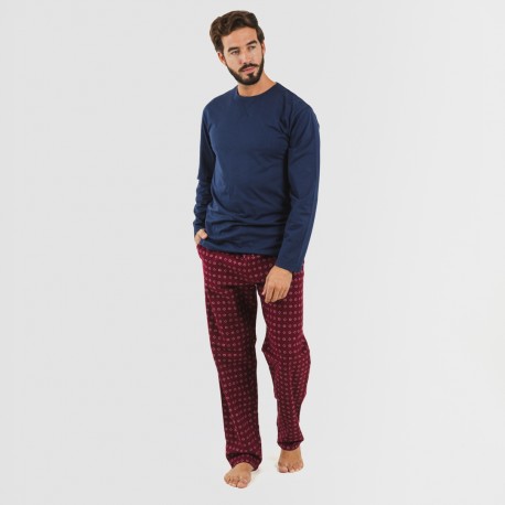 Pijama hombre franela Loui azul marino