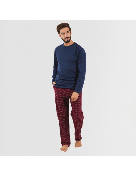 Pijama hombre franela Loui azul marino