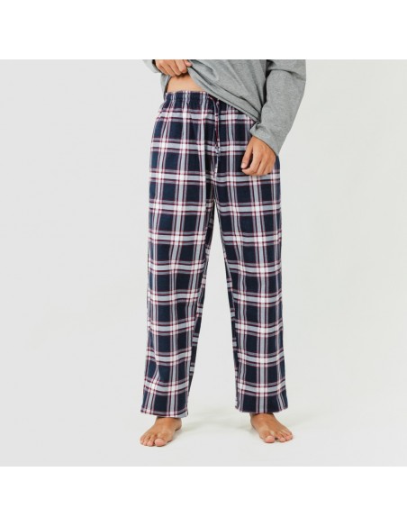 Pijama hombre franela Cuadro Tarso gris