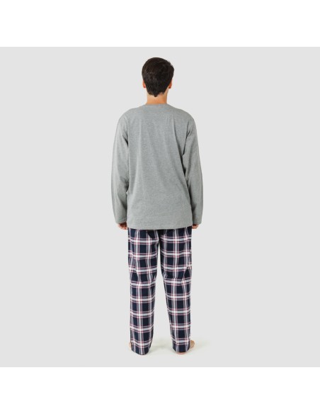 Pijama hombre franela Cuadro Tarso gris