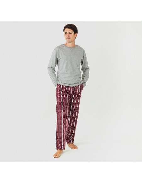 Pijama hombre franela Cronos gris