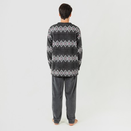 Pijama coral hombre Andros gris