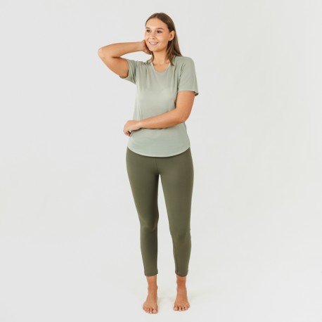 Conjunto deportivo leggings largo mujer verde hoja/cacería