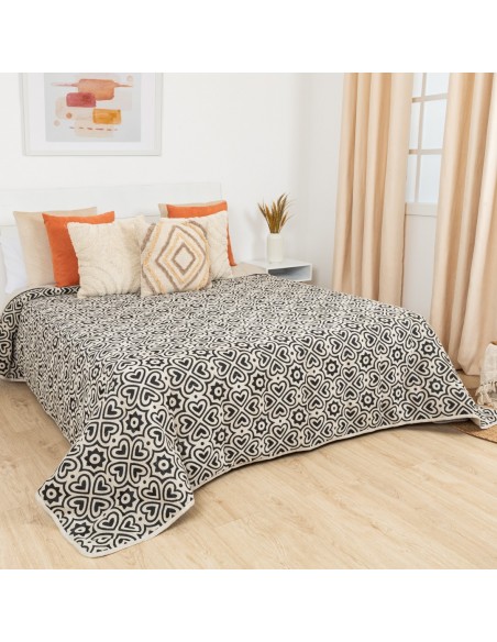Colcha jacquard chenilla Capri beige negro - 120gr