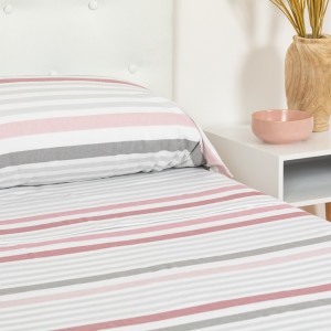 Juego de sábanas franela Raya Recadero reversible gris