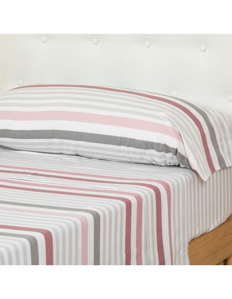 Juego de sábanas franela Raya Recadero reversible gris