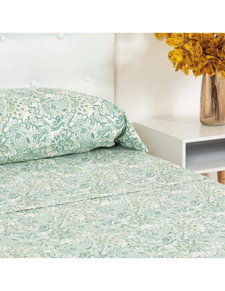 Juego de sábanas franela Ninfa verde