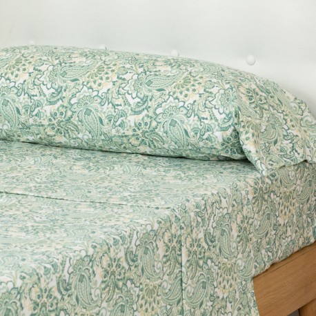 Juego de sábanas franela Ninfa verde