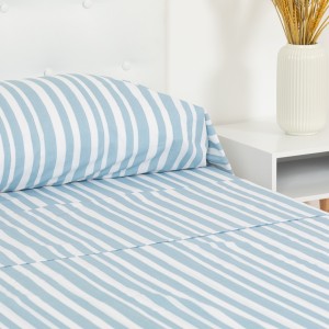Juego de sábanas algodón Raya Lucas indigo