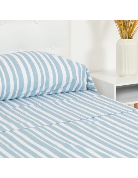 Juego de sábanas algodón Raya Lucas indigo